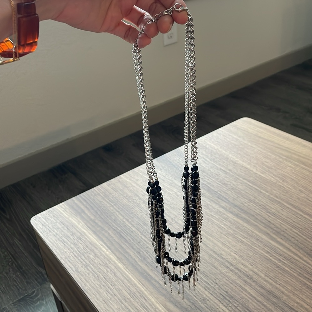 Fringe Necklace & bracelet black CRYSTAL GEMS NWOT - Picture 10 of 10